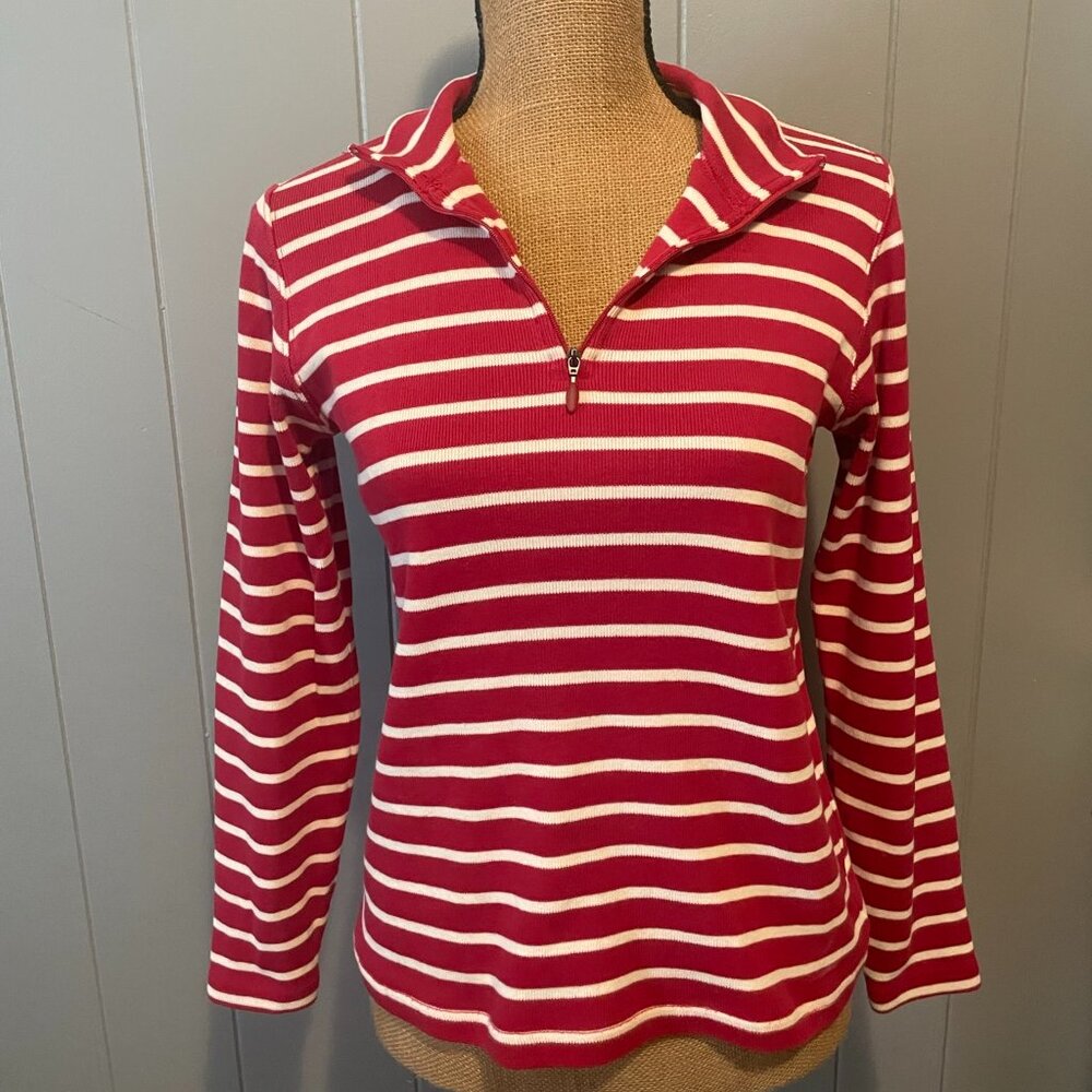 LL Bean 1/4 Zip Mock Neck Long Sleeve Size Small